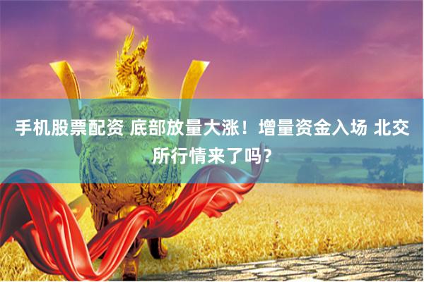 手机股票配资 底部放量大涨！增量资金入场 北交所行情来了吗？